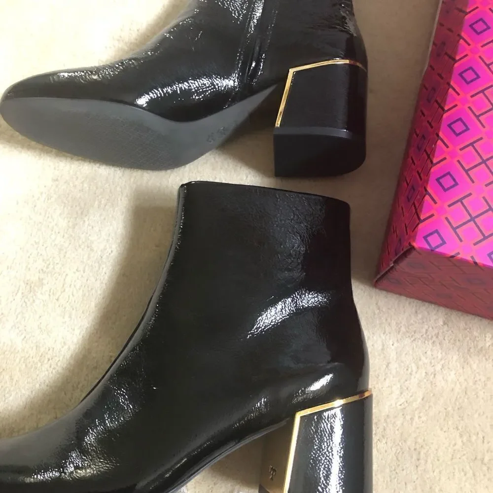 NIB Tory Burch Juliana Bootie Black Patent 8.5